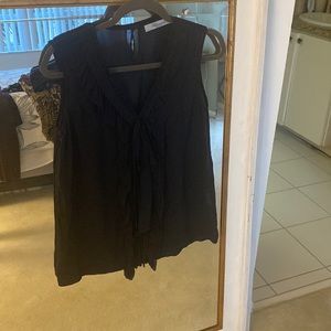 BLUMARINE BLUE SILK TOP OR BLOUSE WITH BOW ACCENT ON CHEST